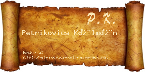 Petrikovics Kálmán névjegykártya